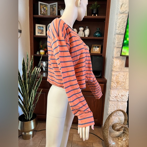 Code x Mode Orange/Blue Stripe Long Sleeve Crop Top Size XL - Picture 2 of 8